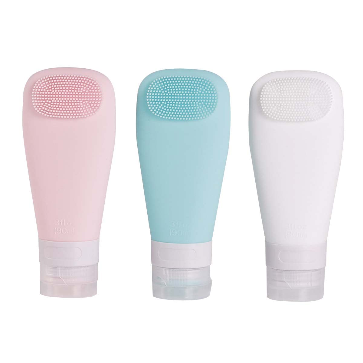 MAYCREATE 3Pcs Travel Bottles For Toiletries 90Ml Squeezable Soft Silicone Toiletries Bottles Containers Leak Proof Refillable Dispenser With Face Brush Design,For Lotion,Shampoo,Soap Liquid,Multi MAYCREATE 3Pcs Travel Bottles For Toiletries 90Ml Squeezable Soft Silicone Toiletries Bottles Containers Leak Proof Refillable Dispenser With Face Brush Design,For Lotion,Shampoo,Soap Liquid,Multi